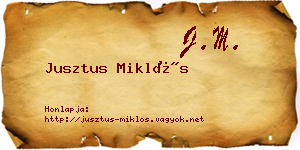 Jusztus Miklós névjegykártya